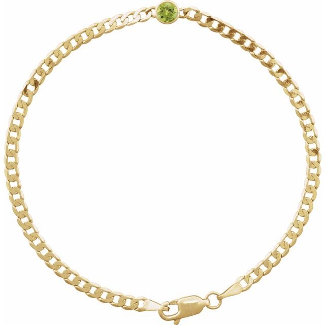 14K Yellow Natural Peridot Link 7' Bracelet