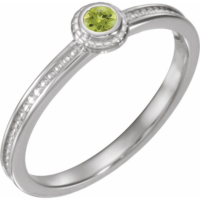Sterling Silver Natural Peridot Family Stackable Ring