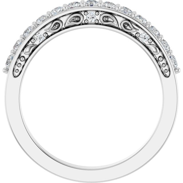 14k White 3/8 Ctw Natural Diamond Anniversary Band