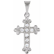 14K White 1/10 CTW Natural Diamond Cross Pendant