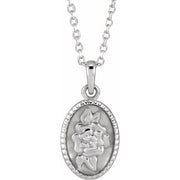 Sterling Silver Floral Coin 16-18' Necklace