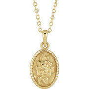 14K Yellow Floral Coin 16-18' Necklace