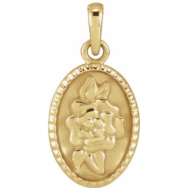 14K Yellow Floral Coin Pendant