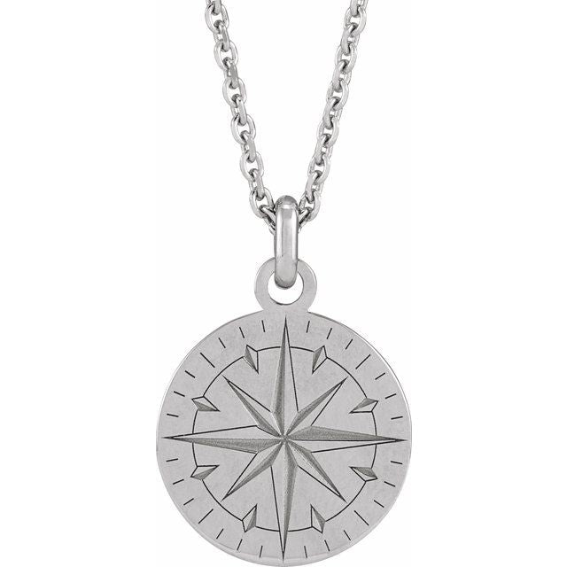 Sterling Silver Compass 20' Necklace