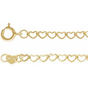 14K Yellow 2.5 mm Heart 7' Chain