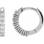14k White 1/6 Ctw Natural Diamond 10.7 Mm Hinged Hoop Earrings