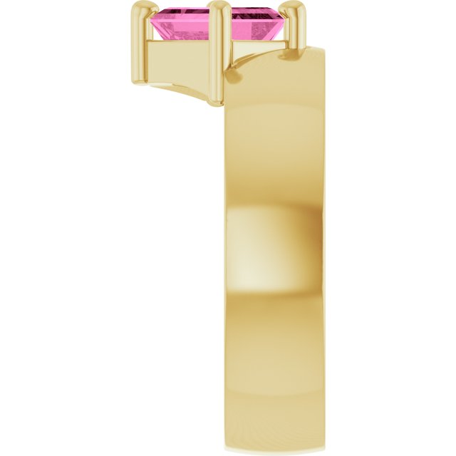 14K Yellow Lab-Grown Pink Sapphire Asymmetric Solitaire Ring