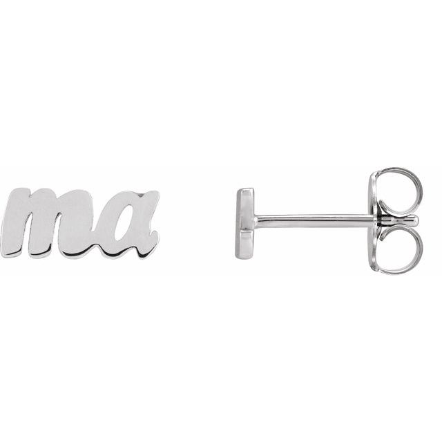 14K White Mama Earring