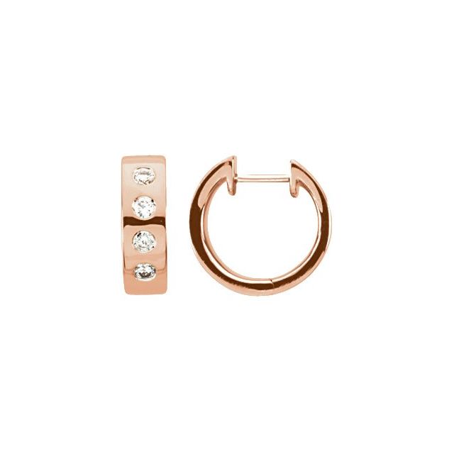 14K Rose 1/6 CTW Natural Diamond 15.2 mm Hoop Earrings