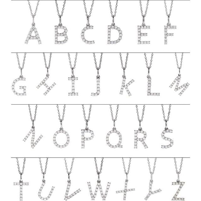 14K White 1/5 CTW Lab-Grown Diamond Initial G 16-18' Necklace