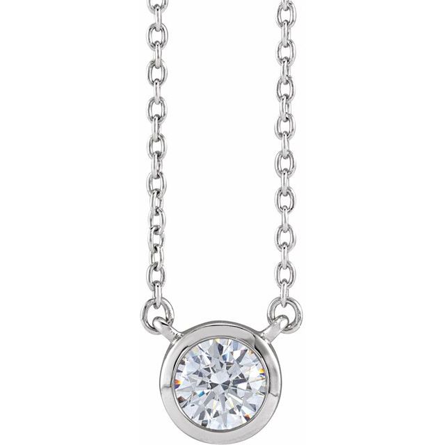 14K White 1/2 CTW Lab-Grown Diamond Adjustable 16-18' Necklace