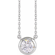14k White 1 Ctw Lab-grown Diamond Adjustable 16-18' Necklace