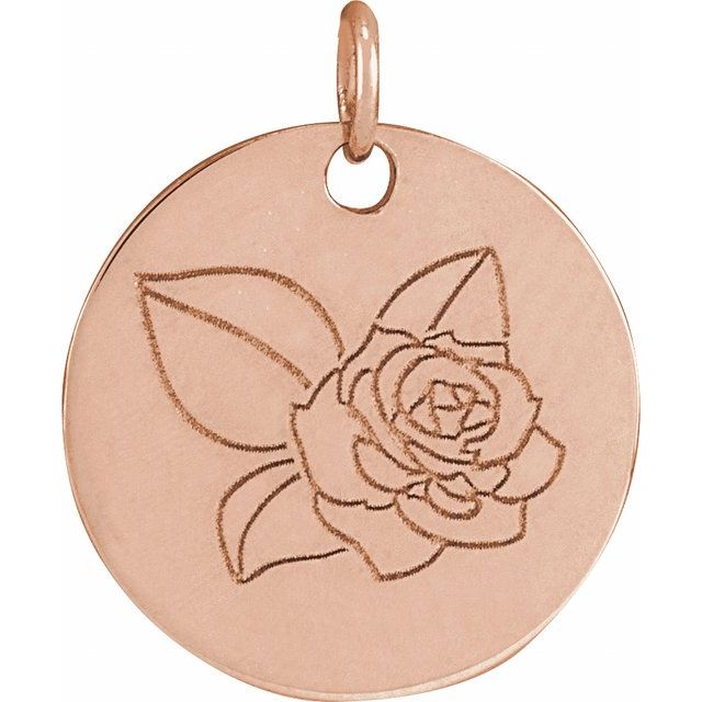 14K Rose Rose June Birth Flower Pendant