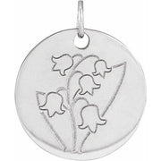 14K White Lily of the Valley May Birth Flower Pendant