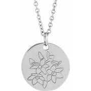 Sterling Silver Narcissus December Birth Flower 16-18' Necklace