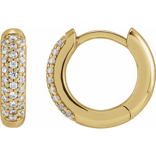 14k Yellow 1/4 Ctw Lab-grown Diamond 12 Mm Hinged Hoop Earrings