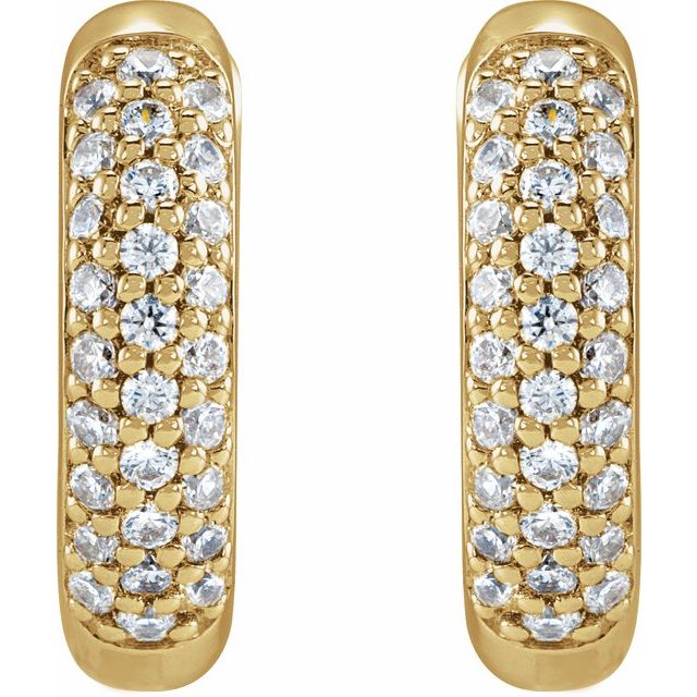 14k Yellow 1/4 Ctw Lab-grown Diamond 12 Mm Hinged Hoop Earrings