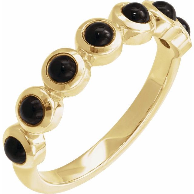 14K Yellow Natural Black Onyx Stackable Ring