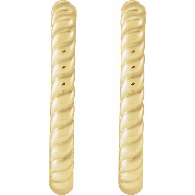 14K Yellow Elongated Oval 20 mm Rope Hoop Earrings