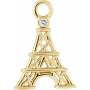 14k Yellow Petite Pavé™ .006 Ct Natural Diamond Eiffel Tower Dangle