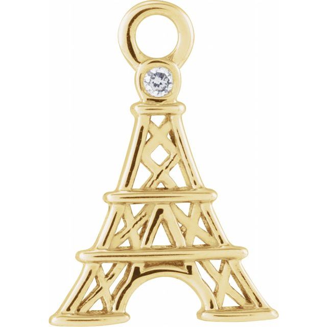 14k Yellow Petite Pavé™ .006 Ct Natural Diamond Eiffel Tower Dangle