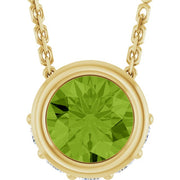 14K Yellow Natural Peridot & .07 CTW Natural Diamond 18' Necklace