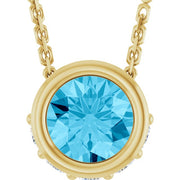 14K Yellow Natural Aquamarine & .07 CTW Natural Diamond 18' Necklace