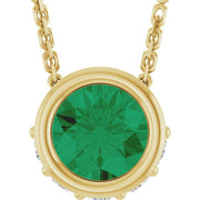 14K Yellow Natural Emerald & .07 CTW Natural Diamond 18' Necklace