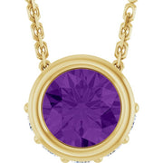 14K Yellow Natural Amethyst & .07 CTW Natural Diamond 18' Necklace
