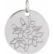 Sterling Silver Narcissus December Birth Flower Pendant
