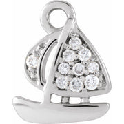 14k White .03 Ctw Natural Diamond Sailboat Dangle