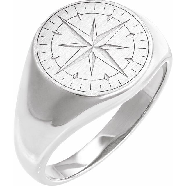Sterling Silver Compass Signet Ring