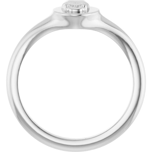 14K White Skull Signet Ring