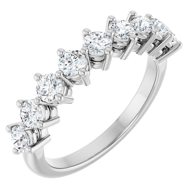 14k White 3/4 Ctw Lab-grown Diamond Anniversary Band