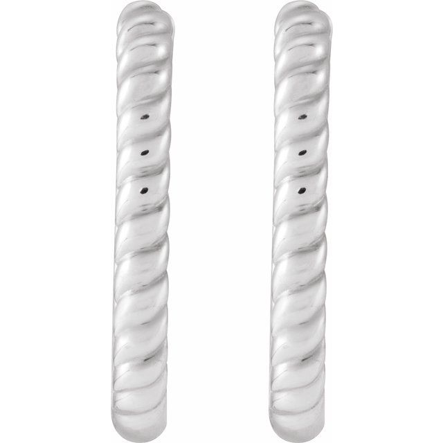 Sterling Silver Elongated Oval 20 mm Rope Hoop Earrings