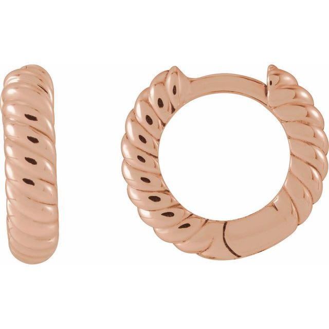 14K Rose Right Hinged Rope Hoop Earring