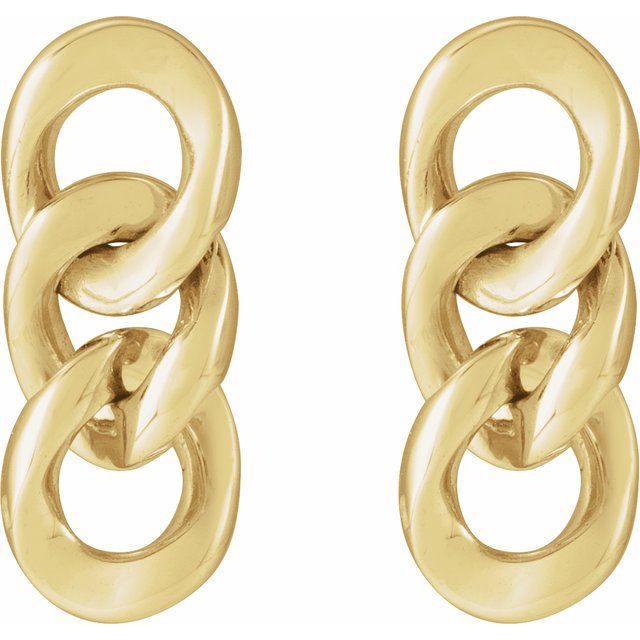 14K Yellow Curb Chain Link Earrings