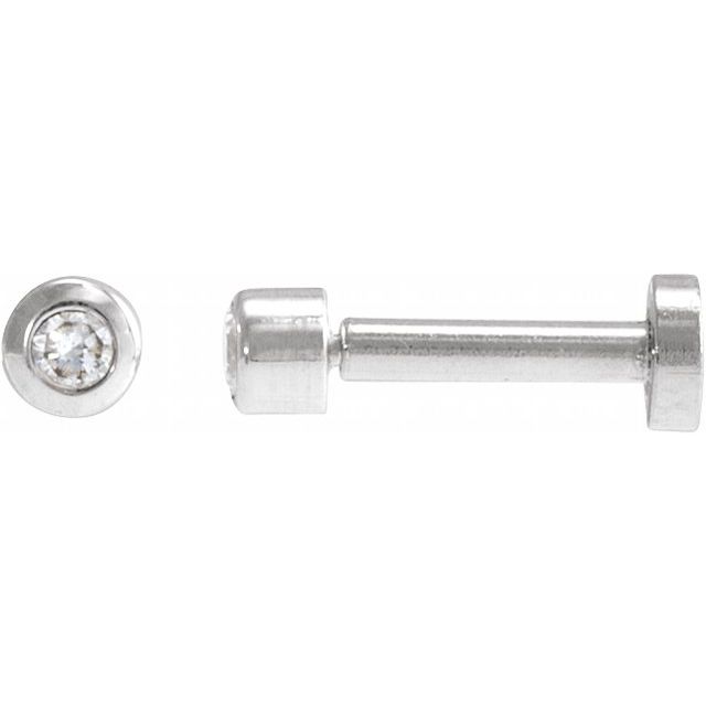 14K White .02 CT Natural Diamond Earring