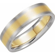 14K White/Yellow 6 mm Flat Band with Satin Finish Size 8.5