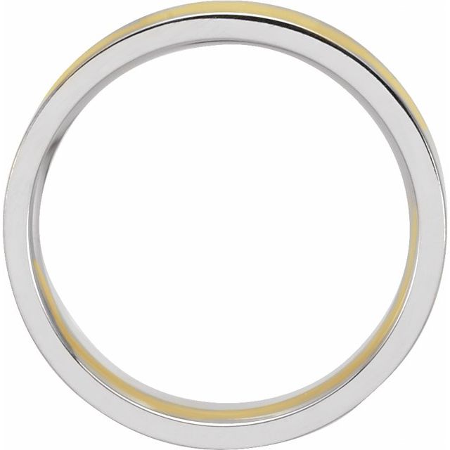 14K White/Yellow 6 mm Flat Band with Satin Finish Size 8.5