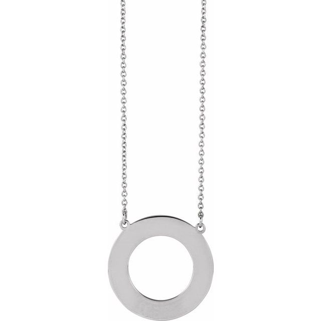 Sterling Silver Engravable Circle 16' Necklace