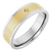 14K White/Yellow 6 mm Flat Band Mounting Size 10