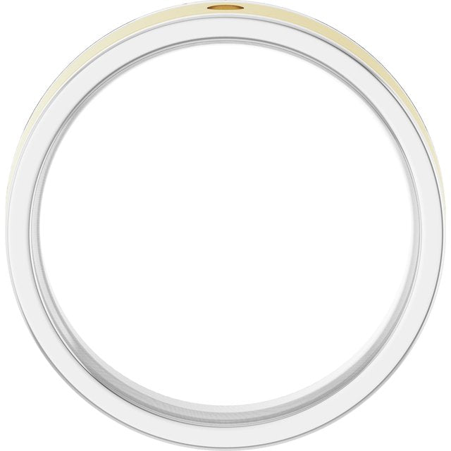 14K White/Yellow 6 mm Flat Band Mounting Size 10