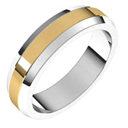 14K White/Yellow 5 mm Beveled Edge Band Size 11