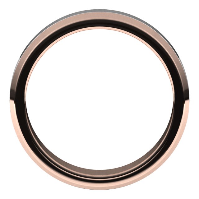 14K Rose/White 5 mm Beveled Edge Band Size 8.5