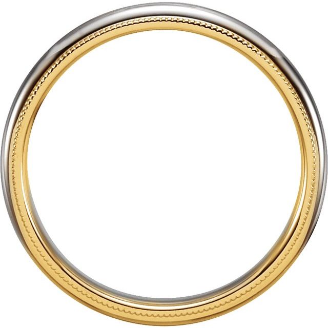 14k Yellow & White 3.5 Mm Half Round Band With Milgrain Size 5.5