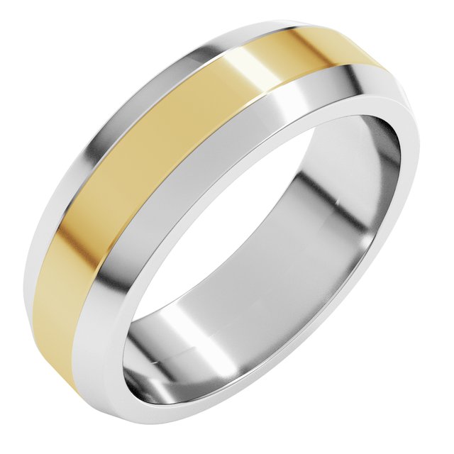14k White/yellow 6 Mm Beveled-edge Flat Band Size 11