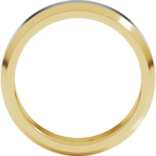 14k Yellow/white 6 Mm Beveled-edge Flat Band Size 11