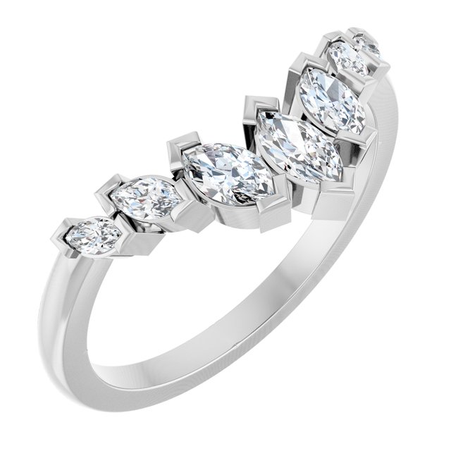 14K White 1/2 CTW Lab-Grown Diamond Contour Band