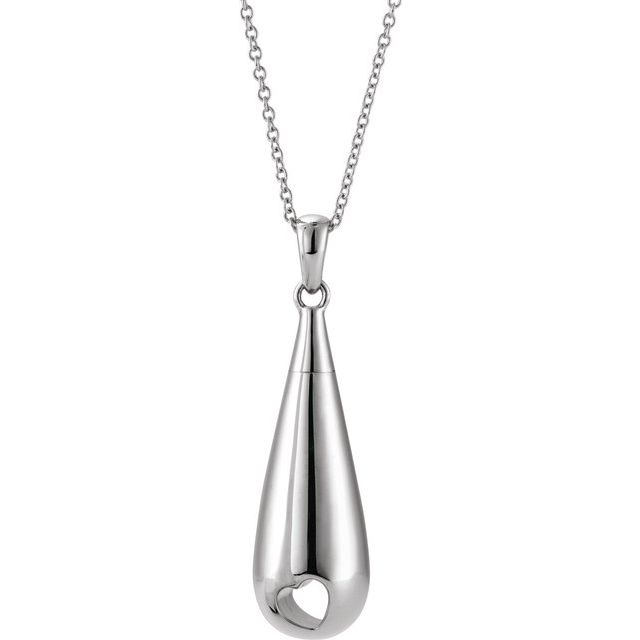 Sterling Silver Tear of Love Ash Holder 18' Necklace